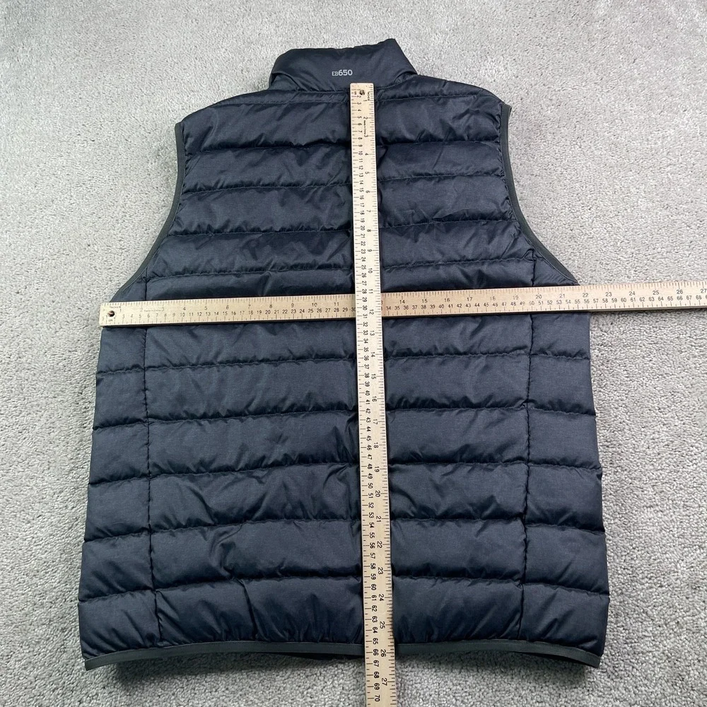 Eddie Bauer Vest‎ Mens Medium Grey Puffer Down EB650 Full Zip Quilted Pockets
